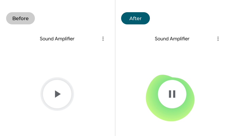 Sound amplifier before and after activation